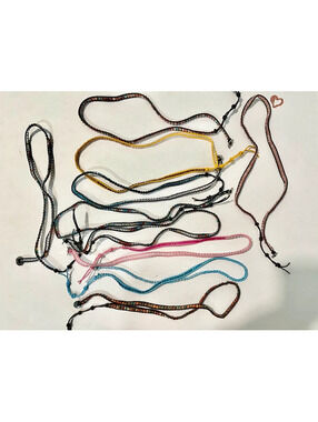 Lot of 10 handcrafted handmade multi color beads black rubber thread necklace